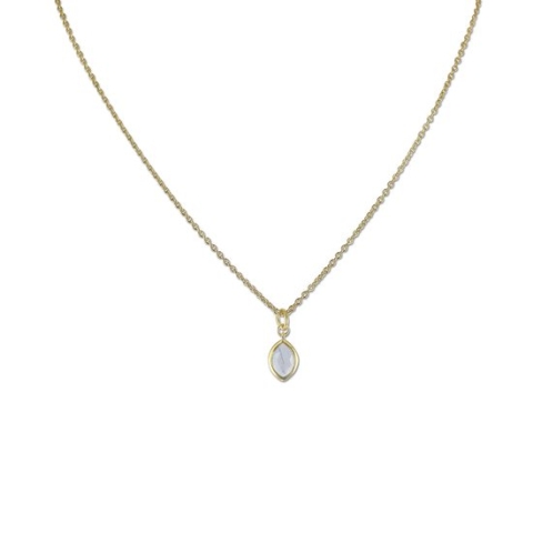 New Bling 9NB-0708 Zilveren Ketting met Hangertje - Dames - Nano Opaque - Ovaal - Wit - 8,7 x 6,5 mm - Ankerschakel - 40 + 2,5 + 2,5  cm - 0,9 mm Dikte - Zilver - Gold Plated (Verguld/Goud op Zilver)