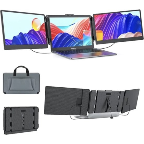 PAEY tri-screen - Portable Monitor- 14 Inch Full HD - Extra beeldscherm laptop - Draagbare monitor - Draagbaar scherm voor laptop- Tri-screen - inclusief draagtas