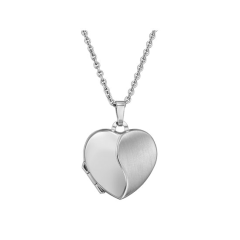 Traveller Medaillon voor Foto - Ketting - Sterling Zilver 925 - Glanzend / Mat - Hart - Made in Germany - Duurzaam - 18 x 17 mm - 45 cm - 571006