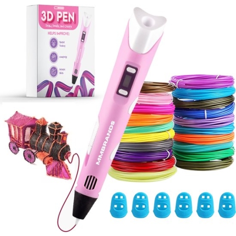 MM Brands 3D Pen Starterspakket - Inclusief 100m Filament in 10 Kleuren - Extra Lange Laadkabel - Geschikt voor ABS & PLA Filament - Roze