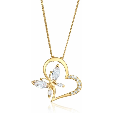 Elli Dames Halsketting Dames Hart Vlinder Hanger Elegant met Zirkonia Kristallen in 925 Sterling Zilver