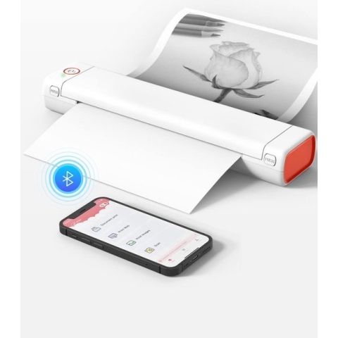 ONEIRO PRO O30F Draagbare Bluetooth printer WIT - A4 - Thermal printer - all in one - draagbaar - compact - kantoor - school - printen - draadloos - bluetooth
