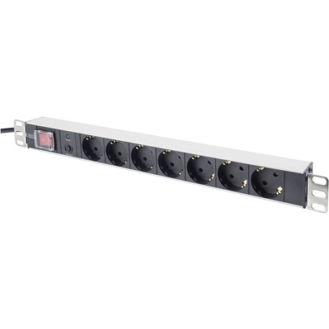 Digitus DN-19 PDU-7SO 19 inch Stekkerdoos voor patchkast Geaarde contactdoos Overspanningsbescherming