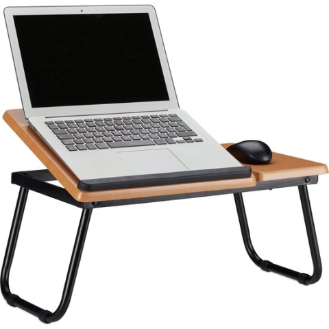 Relaxdays laptopstandaard hout - hoek instelbaar - laptoptafel - ergonomisch - bank - bed