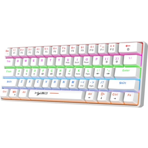 HXSJ V900 Bedrade Mechanisch Gaming Toetsenbord - RGB Verlichting - QWERTY - 61 Keys - Blue Switch - Wit