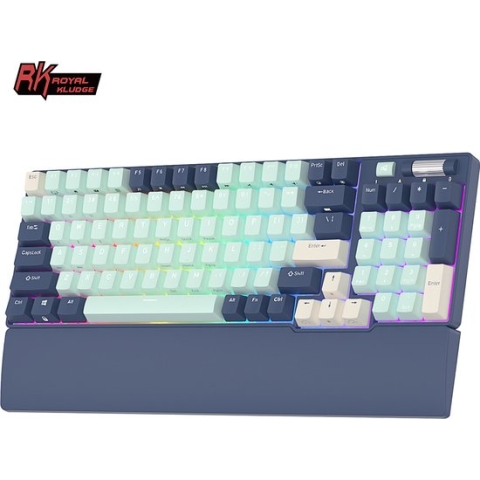 Royal Kludge RK87 Mechanisch Toetsenbord - Gaming Keyboard - Zwart - RGB - Wired & Wireless - Hot Swappable TKL - TRI-MODE - 2.4GHZ - Bluetooth - Type-C - Blue Switches - 3/5 Pin - Gaming - Office