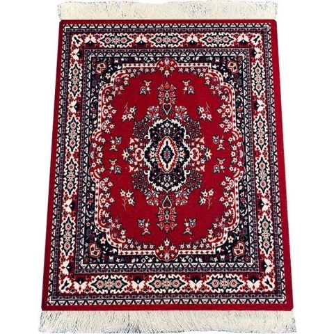MuisMaatje - Perzisch Tapijt Muismat - Type: Bordeaux Heart - Perzisch Muismatje - Zachte Muismat met touwtjes