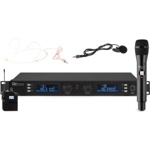 Power Dynamics PD632C UHF draadloos microfoonsysteem met headset en handheld microfoon