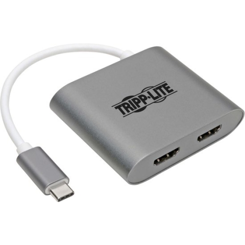 Tripp-Lite U444-06N-2H-MST USB-C to Dual HDMI Adapter - M/2xF, Thunderbolt 3 Compatible, USB 3.1, 4K x 2K @ 30 Hz, MST, Gray TrippLite