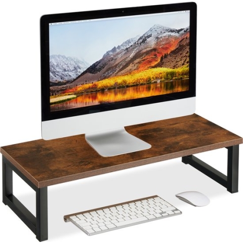 Relaxdays monitorstandaard industrieel - beeldschermverhoger - monitorverhoger - laptop - XL