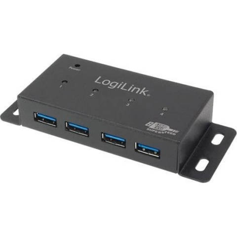 LogiLink 4 Port Hub, USB 3.0 actief zwart (metaal)
