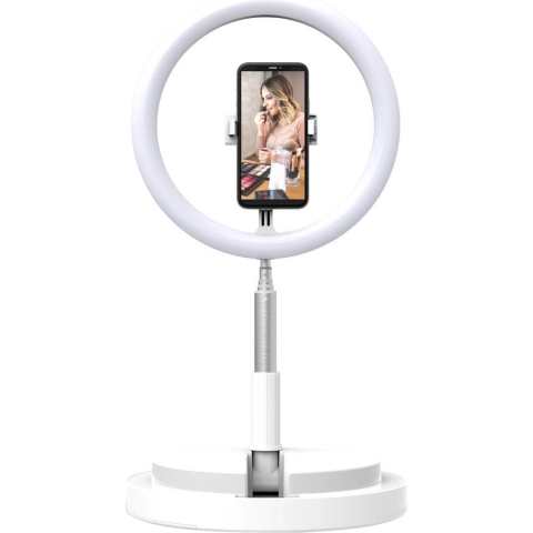 Digipower "INVISILIGHT" DP-VRLIN11 | Opvouwbare Ringlicht, 144 LED, 3 licht modi, USB, Smartphone houder, Standaard 52 - 170 cm