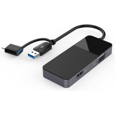NÖRDIC DOCK-132 Dockingstation USB-C naar HDMI 4K, VGA - Voor MacBook M1 - MST-functies en spiegel - Zwart
