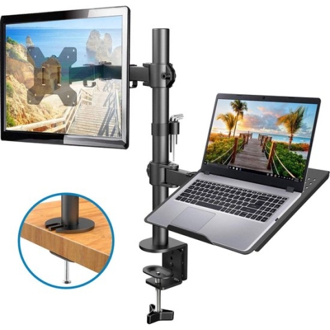 NÖRDIC MM10 Monitor en laptophouder - 13-27 "monitorscherm en 15,6" laptopscherm - Zwart