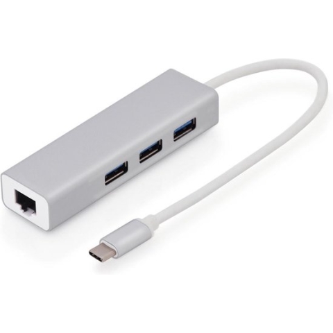MMOBIEL USB Type C naar Ethernet 1000 Mbps Adapter RJ45 Dongle 3 USB Poorten 3.0 – Zilver