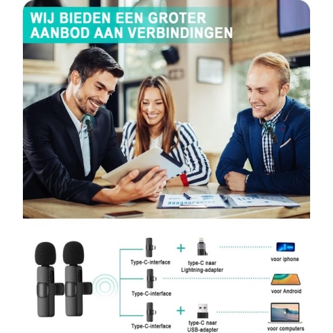 Multifunctionele Draadloze Mini-Microfoon voor Video: Geschikt voor iPhone en Android