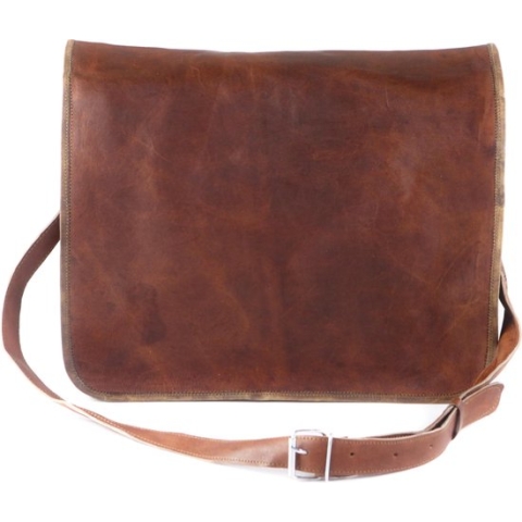 Messengertas  17 inch  – Vintage Look Tas Bruin Leer Laptoptas - ECHTE LEDER Boekentas – Handgemaakte Schoudertas – A3 Aktetas