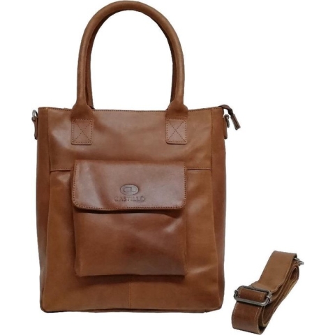 Castillo - Leren Shopper - 13,3 inch - Tibu - cognac