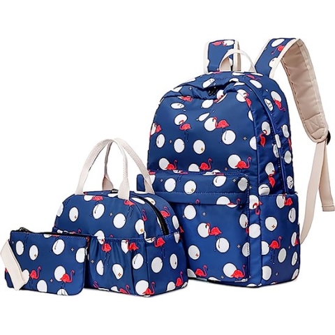 Schooltas Set, Junlion Zachte Polyamide Tas Waterdichte Lichtgewicht Laptop Rugzak Lunchtas Potlood Case voor Leerlingen Kantoor Werknemer