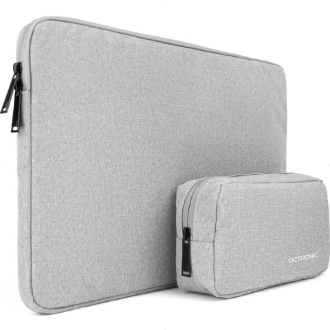 Laptophoes 14 inch - Laptop Sleeve geschikt voor MacBook Pro 14 inch - Tablet Hoes - met kabel organizer etui - Donker Grijs