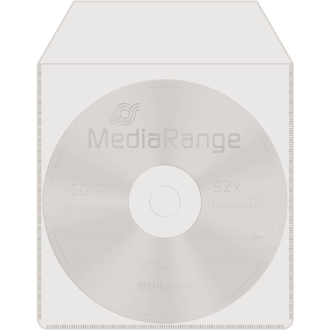 MediaRange | CD/DVD | Plastic | Hoesjes | Venster | Plakstrip op Flap en Rugzijde | 50 Stuks