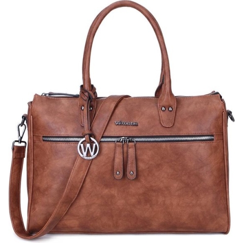 Wimona Fabiana Two 2022 Schoudertas / Laptoptas - 15,6 inch - Cognac