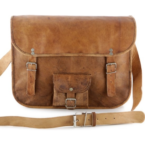 Satcheltas 37 x 27 x 10 cm Cognac ECHTE LEDER - Boekentas A4 ‘Toledo 15’