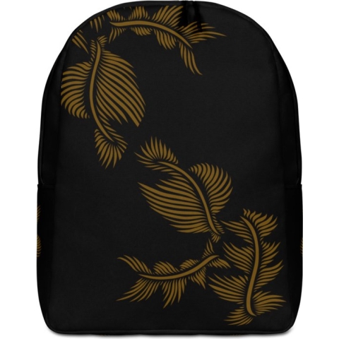 Rugzak met voorvak - design - Lines 4 Peace - 15 inch Laptopvak - unisex - waterafstotend - verborgen vak achter - 20L- zwart hazelnoot bruin