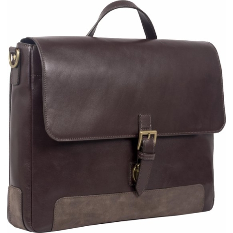 Hidesign lederen laptoptas / aktetas 'Corper' bruin