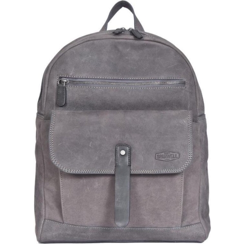 Sparwell Tas - Arago Aaron - Rugzak - 100% Leer - Laptop vak 14 inch - Grijs (Unisex)