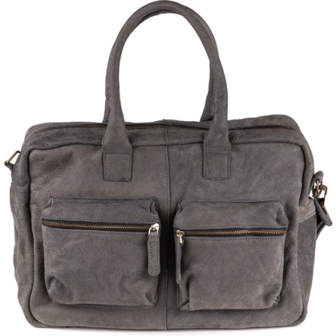 Dutch-Bag Breda Leren Laptoptas 17 Inch Antraciet - Concrete Leder  - Handgemaakt in NL - Premium Leer