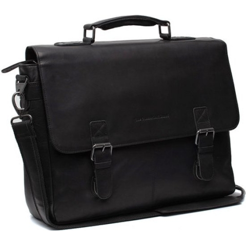 Leren Laptoptas Cognac Belfast - Zwart