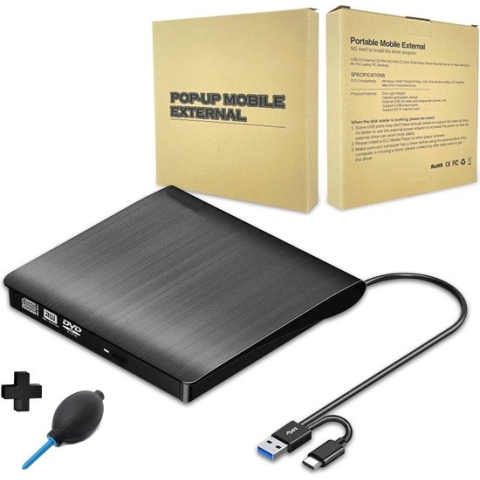 Externe DVD Speler - DVD Brander - Externe DVD Speler voor Laptop - Externe CD Speler - Externe CD DVD Speler en Brander - Optische Drive - Externe DVD Speler geschikt voor Windows 11