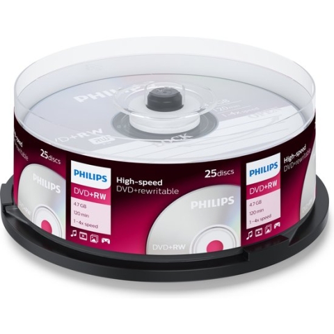Philips DVD+RW - 4,7GB - Speed 4x - Spindle - 25 stuks - DW4S4B25F