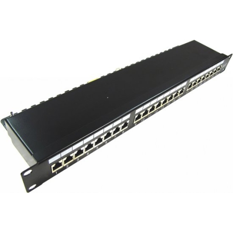 RackMatic - Patchpaneelrek 24 RJ45 Cat.6 FTP 1U zwart