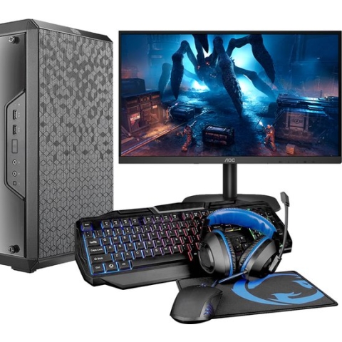 Pcman Game Pc Gravity RGB - AMD Ryzen 5 4600G - 8 GB - 240 GB SSD + Monitor + Headset + Muis + Toetsenbord met Windows 11 Pro