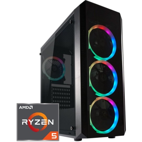Circular RGB Gaming PC | AMD Ryzen 5 - 4500 | GeForce RTX 4060 | 32 GB DDR4 | 1 TB SSD - NVMe | Windows 11 Pro