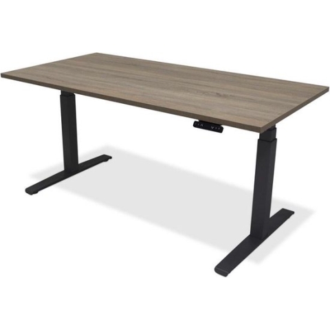 Zit sta bureau - hoog laag bureau - staan zit bureau - staand bureau – verstelbaar bureau – game bureau – 120 x 80 cm – zwart onderstel – midden eiken bureaublad