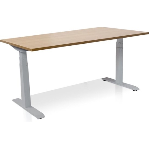 Zit-sta bureau elektrisch verstelbaar - MRC PRO NEN-EN 527 | 140 x 80 cm | frame aluminium - blad havanna | memory functie met USB | 150kg draagvermogen
