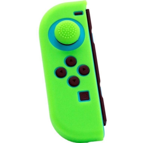 Silicone Skin voor Joy Con Controller - Links - Groen + Grips - geschikt voor Nintendo (OLED) Switch