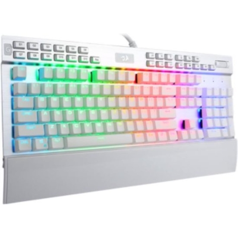 Redragon K550 Wit - mechanisch gaming toetsenbord RGB - blauwe schakelaars - macrotoetsen - goud belegerd - paarse switches - extra polssteun  - Black Friday - cadeau voor gamers
