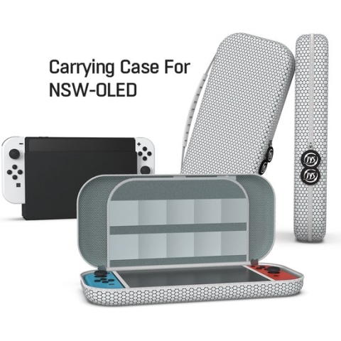 3-in-1 Accessoires set wit Beschermhoes - Consolehoes - met screenprotectors en montage frame geschikt voor Nintendo Switch OLED - Cadeautip