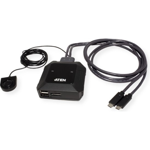 USB-C 4K DisplayPort KVM-schakelaar met 2 poorten en Remote Port Selector