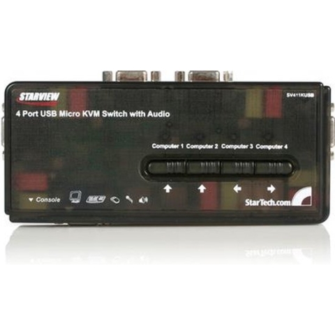 StarTech 4-poort USB KVM-switch Zwart met Audio en Bekabeling