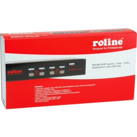 ROLINE DisplayPort USB 2.0 KVM Switch, 1 User - 4 PC