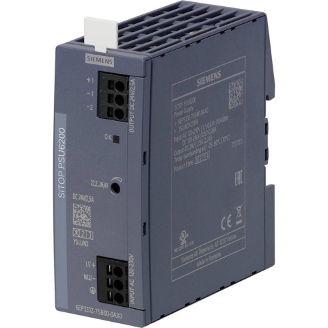 Siemens 6EP3332-7SB00-0AX0 Netvoeding 24 V 2.5 A 60 W Aantal uitgangen: 1 x Inhoud: 1 stuk(s)