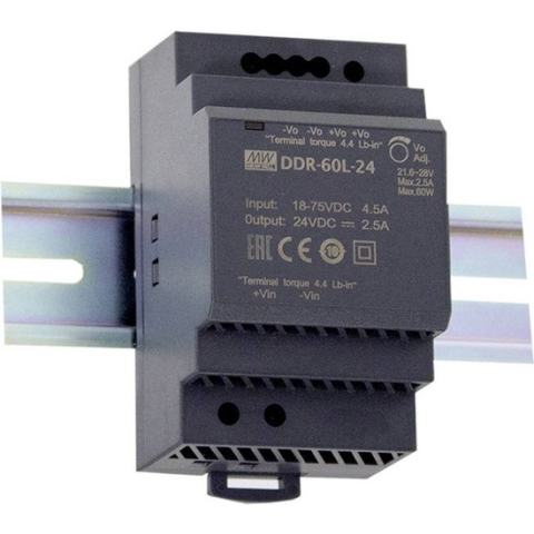 Mean Well DDR-60G-5 DIN-rail DC/DC-converter 5 V/DC 10.8 A 54 W Aantal uitgangen: 1 x Inhoud: 1 stuk(s)