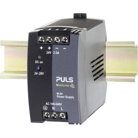 PULS MiniLine ML60.242 DIN-rail netvoeding 24 V/DC 2.5 A 60 W Aantal uitgangen: 1 x Inhoud: 1 stuk(s)