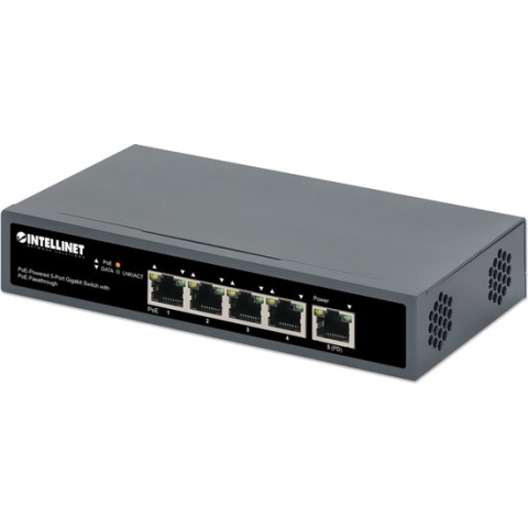 Intellinet PoE-Powered 5-Port Gigabit Netwerk switch RJ45 10 / 100 / 1000 MBit/s IEEE 802.3af (12.95 W), IEEE 802.3at (