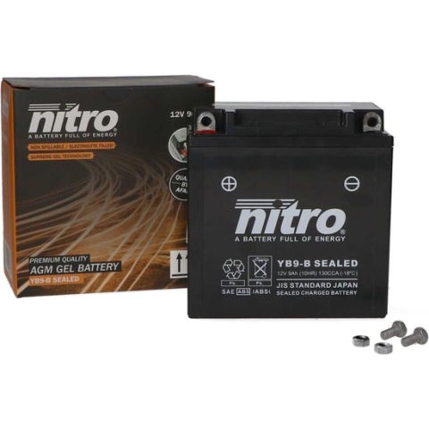 Nitro accu - YB9-B - sealed/gel - 12V 9Ah - motoren en scooters
